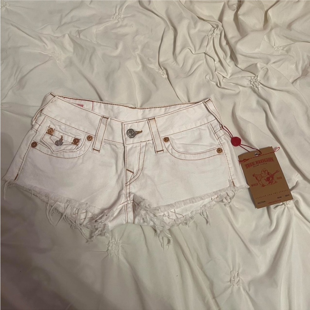 True Religion White Jean Shorts